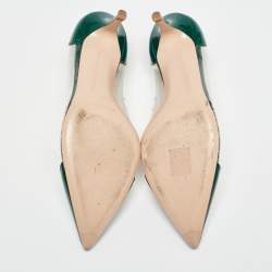 Pre Owned Gianvito Rossi Green/Transparent Patent and PVC Plexi Pumps Size 39