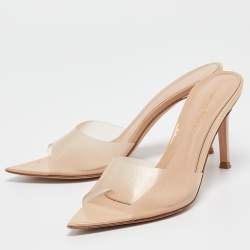Pre Owned Gianvito Rossi Beige PVC Elle Slide Sandals Size 36.5