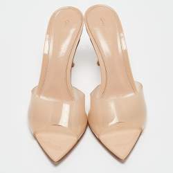 Pre Owned Gianvito Rossi Beige PVC Elle Slide Sandals Size 36.5