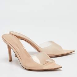 Pre Owned Gianvito Rossi Beige PVC Elle Slide Sandals Size 36.5