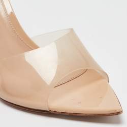 Pre Owned Gianvito Rossi Beige PVC Elle Slide Sandals Size 36.5