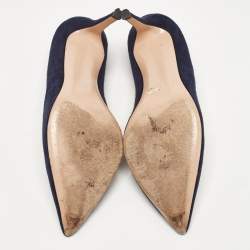 Pre Owned Gianvito Rossi Navy Blue Suede Gianvito Pumps Size 38.5