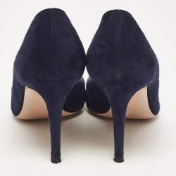 Pre Owned Gianvito Rossi Navy Blue Suede Gianvito Pumps Size 38.5