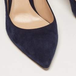 Pre Owned Gianvito Rossi Navy Blue Suede Gianvito Pumps Size 38.5