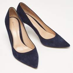Pre Owned Gianvito Rossi Navy Blue Suede Gianvito Pumps Size 38.5
