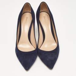 Pre Owned Gianvito Rossi Navy Blue Suede Gianvito Pumps Size 38.5