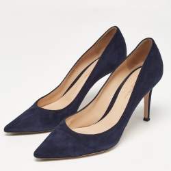 Pre Owned Gianvito Rossi Navy Blue Suede Gianvito Pumps Size 38.5