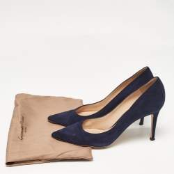 Pre Owned Gianvito Rossi Navy Blue Suede Gianvito Pumps Size 38.5