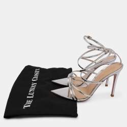 Pre Owned Gianvito Rossi Silver Leather Kim Ankle Strap Sandals Size 37