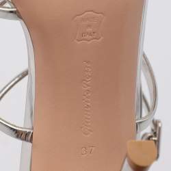 Pre Owned Gianvito Rossi Silver Leather Kim Ankle Strap Sandals Size 37