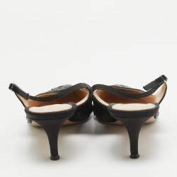 Pre Owned Gianvito Rossi Black Satin Sequins Embellished Slingback Pumps Size 39