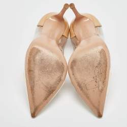 Pre Owned Gianvito Rossi Off White/Beige Patent Leather and PVC Plexi Pumps Size 37.5