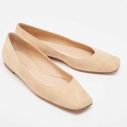 Pre Owned Gianvito Rossi Beige Suede Ballet Flats Size 37