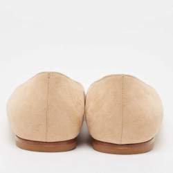 Pre Owned Gianvito Rossi Beige Suede Ballet Flats Size 37