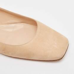 Pre Owned Gianvito Rossi Beige Suede Ballet Flats Size 37