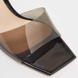 Pre Owned Gianvito Rossi Black PVC Cosmic Slide Sandals Size 37