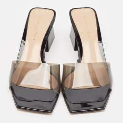 Pre Owned Gianvito Rossi Black PVC Cosmic Slide Sandals Size 37