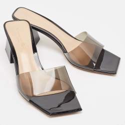 Pre Owned Gianvito Rossi Black PVC Cosmic Slide Sandals Size 37