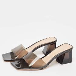 Pre Owned Gianvito Rossi Black PVC Cosmic Slide Sandals Size 37