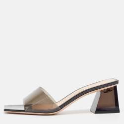 Pre Owned Gianvito Rossi Black PVC Cosmic Slide Sandals Size 37