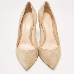 Pre Owned Gianvito Rossi Beige Suede Gianvito 105 Pumps Size 41