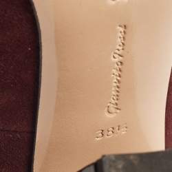 Gianvito Rossi Burgundy Suede Mary Jane Pumps 38.5
