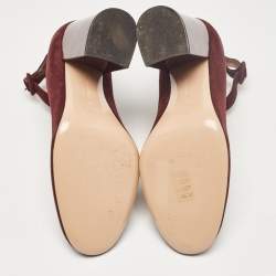 Gianvito Rossi Burgundy Suede Mary Jane Pumps 38.5