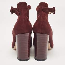 Gianvito Rossi Burgundy Suede Mary Jane Pumps 38.5