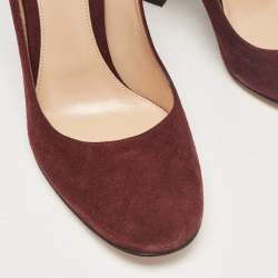 Gianvito Rossi Burgundy Suede Mary Jane Pumps 38.5
