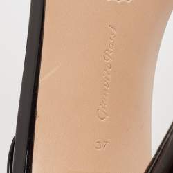 Pre Owned Gianvito Rossi Black Patent Leather Ribbon Sandals Size 37
