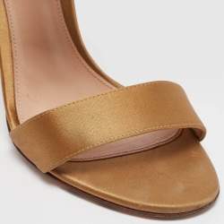 Pre Owned Gianvito Rossi Gold Satin Gala Ankle Wrap Sandals Size 36