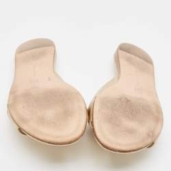 Pre Owned Gianvito Rossi Gold Leather Flat Slides Size 38.5