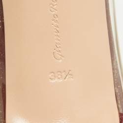 Pre Owned Gianvito Rossi Burgundy Patent Leather and PVC Plexi Pointed Toe Pumps Size 38.5