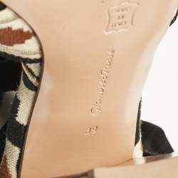 Pre Owned Gianvito Rossi Multicolor Canvas Cheyenne Ankle Strap Sandals Size 39