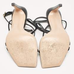 Pre Owned Gianvito Rossi Black Leather Ankle Strap Sandals Size 37