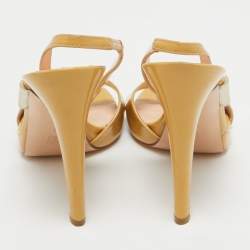 Gianvito Rossi Brown/Silver Patent Slingback Sandals Size 40