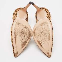 Pre Owned Gianvito Rossi Brown Calf Hair Pointed Toe Pumps Size 39