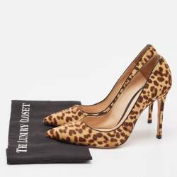 Pre Owned Gianvito Rossi Brown Calf Hair Pointed Toe Pumps Size 39