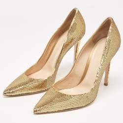 Pre Owned Gianvito Rossi Gold Sequins Gianvito Pumps Size 41