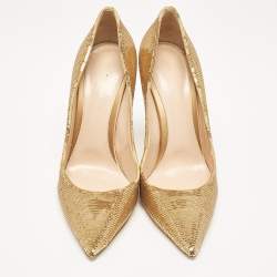 Pre Owned Gianvito Rossi Gold Sequins Gianvito Pumps Size 41