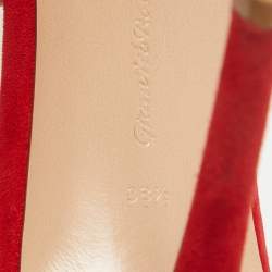 Gianvito Rossi Red Suede Portofino Ankle Strap Sandals Size 38.5