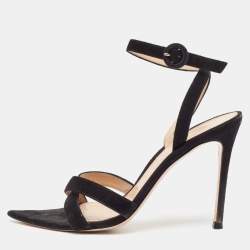 Gianvito Rossi Black Suede Ankle Strap Sandals Size 37