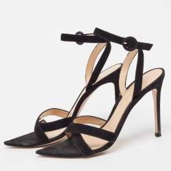 Gianvito Rossi Black Suede Ankle Strap Sandals Size 37