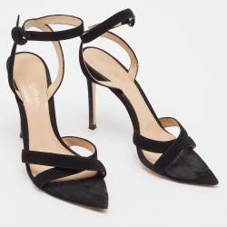 Gianvito Rossi Black Suede Ankle Strap Sandals Size 37