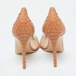 Gianvito Rossi Beige PVC, Python and Suede Plexi Pumps Size 38.5