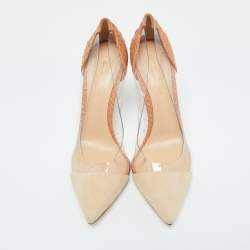 Gianvito Rossi Beige PVC, Python and Suede Plexi Pumps Size 38.5