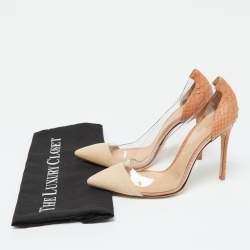 Gianvito Rossi Beige PVC, Python and Suede Plexi Pumps Size 38.5