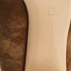 Pre Owned Gianvito Rossi Brown Suede Block Heel Pumps Size 37