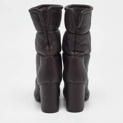 Pre Owned Gianvito Rossi Brown Leather Ankle Length Boots Size 37