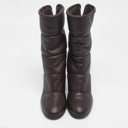 Pre Owned Gianvito Rossi Brown Leather Ankle Length Boots Size 37